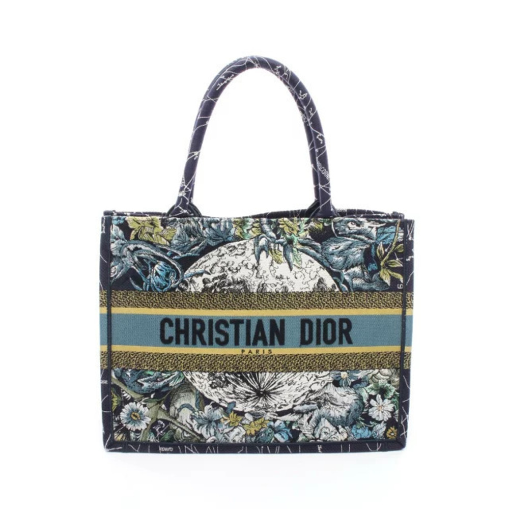 Christian Dior BOOK TOTE Bag Canvas Navy Blue Multicolor